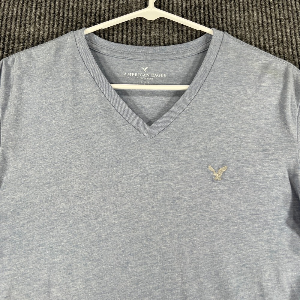 American Eagle Shirt Mens Small Blue Short Sleeve V Neck Casual Relaxed